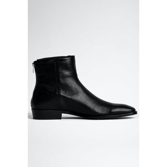 Zadig & Voltaire Romare Leather Ankle Boots Men's Black Size 44 - Picture 1 of 8